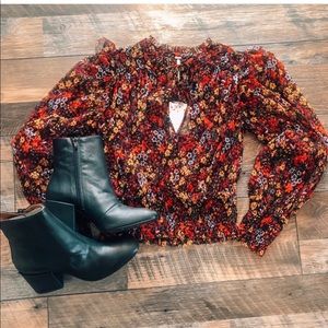 SOLD Free People Mesh Floral Blouse